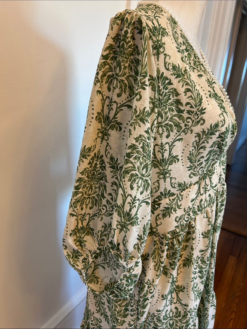 Green Damask Print Maxi Dress for Women - Picture 5 of 16